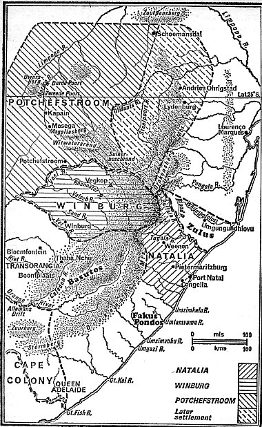 Map of the Trekker Republics: Natalia Winburg Potchefstroom 