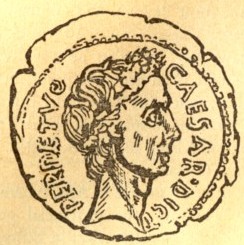 Coin showing the head of Julius Caesar
