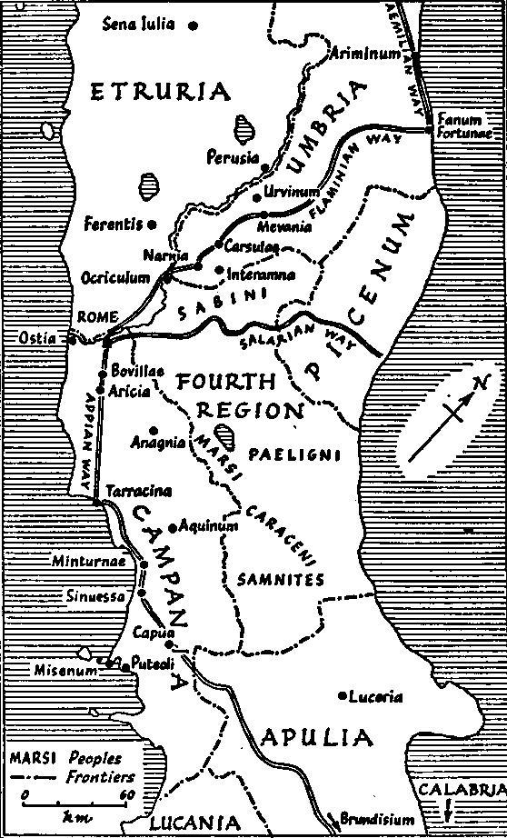 Map of Central Ancient Italy first century A.D.