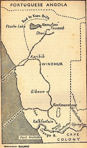  Map of the campaign against the German South West Colony by South Africa