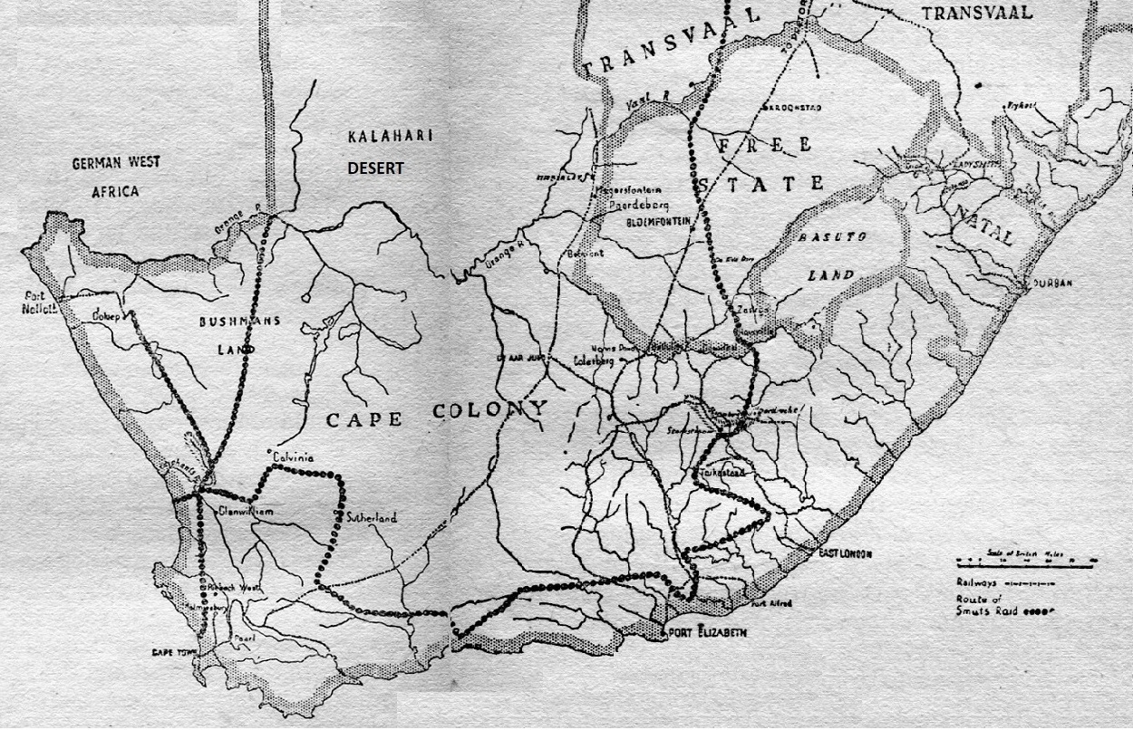 Map of the raid by Jan Smuts into the Cape during the Boer War