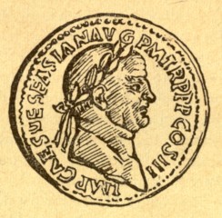 Coin showing the head of Vespasian